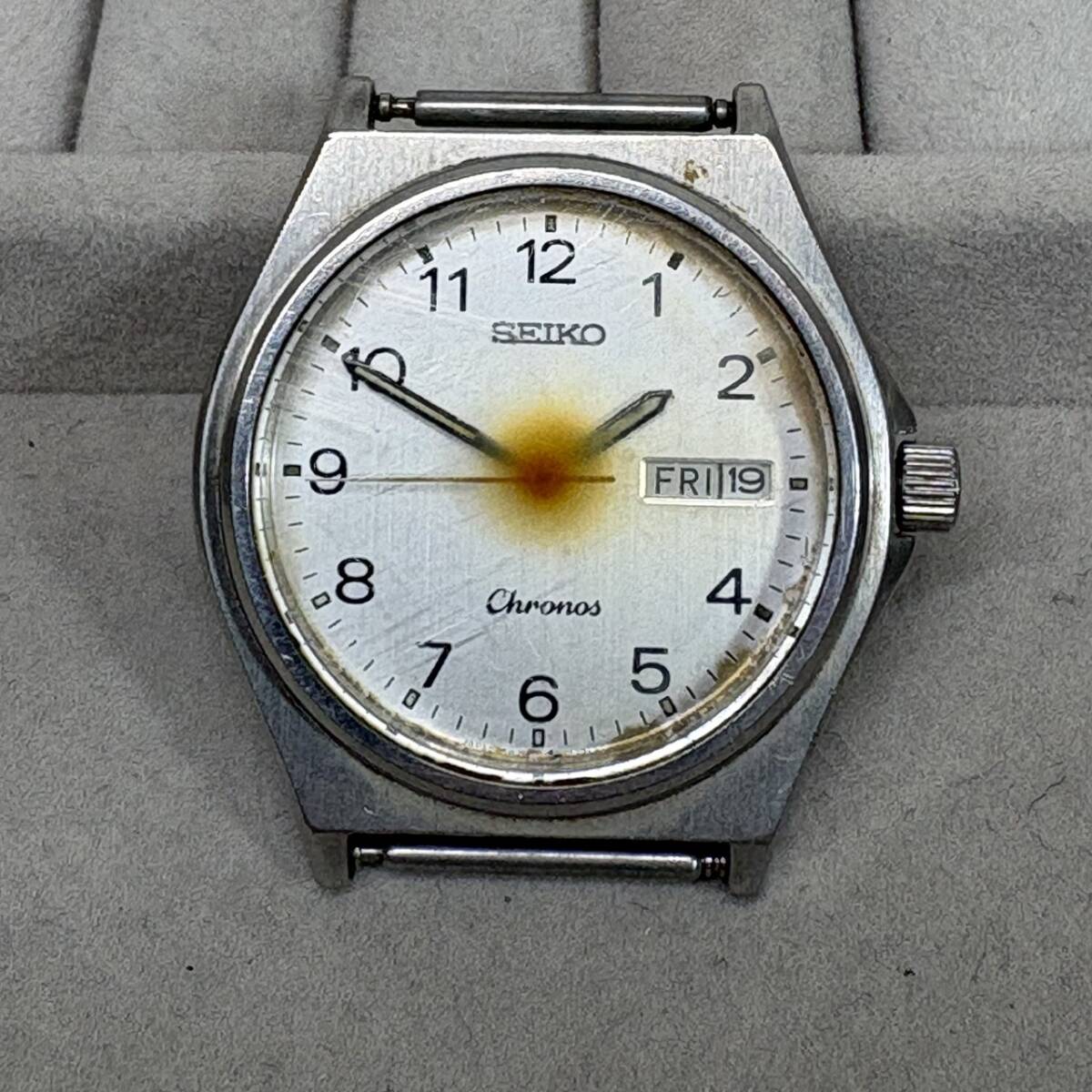 ●【MH-2597】中古不動品 SEIKO セイコー Chronos クロノス ケースのみ 5H23-7060 円形 ラウンド 銀 シルバー Silver 腕時計 【レタパ可】