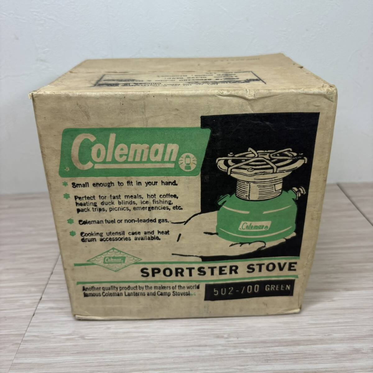 【MH-2608】未開封品 oleman SPORSTER STOVE コールマン スポーツスター ストーブ 502-700 green ガソリンストーブ 年代不明