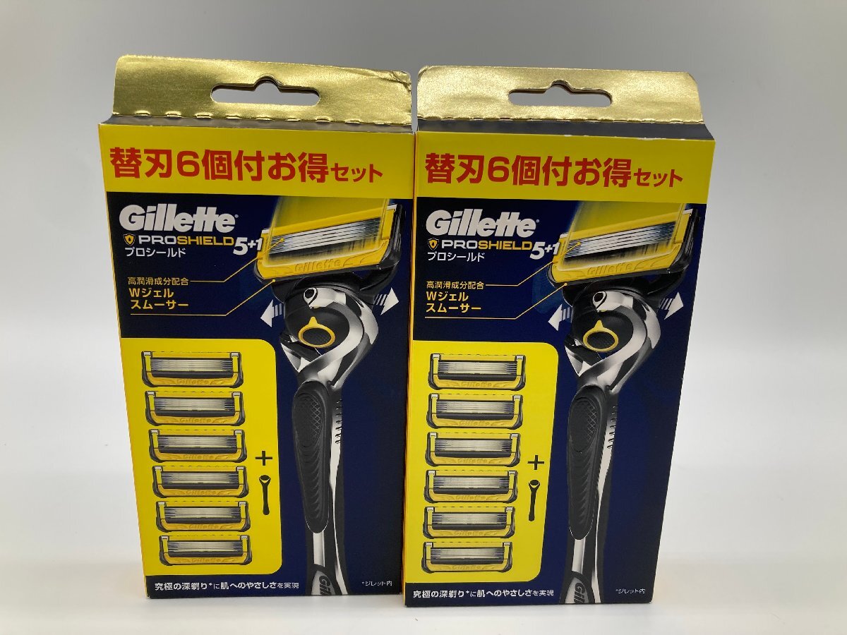 【S3-4-3-5522】2個セット Gillette PROSHIELD 5+1 ジレット プロシールド カミソリ シェーバー ひげ剃り 本体 1コ 替刃 6コ付 1コは装着済