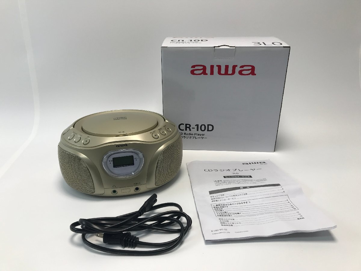 【4-4-8991】aiwa アイワ CR-10D CDラジオプレーヤー ゴールド 動作未確認 ジャンク 箱・取扱説明書付き