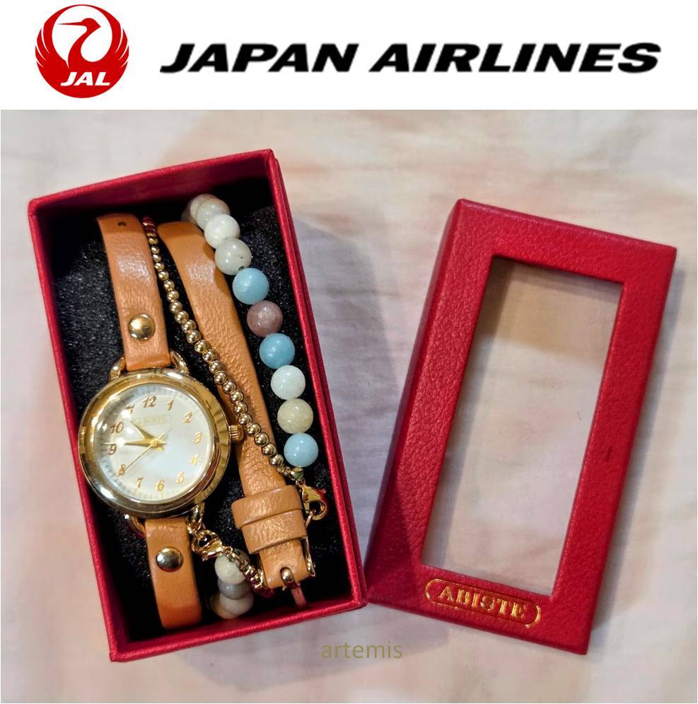 【未使用】JAL機内販売品 ABISTE アビステ ブレスレットウオッチ 天然石&ゴールドチェーン付 定価 ¥13,800 プレゼントにも
