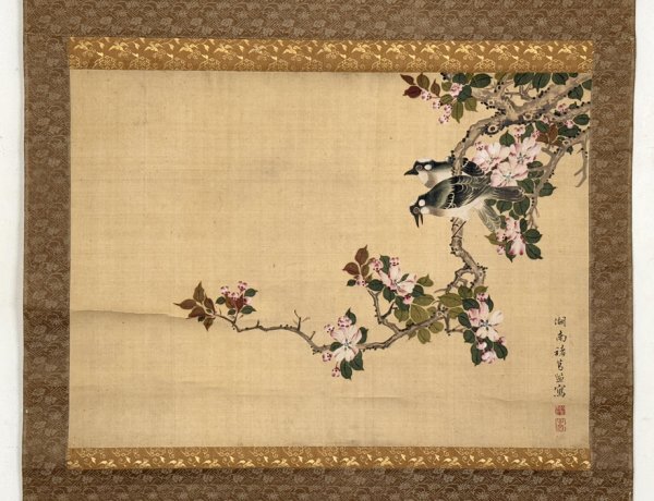 【真作 江戸動物画】掛軸「諸葛監 芙蓉小禽図」江戸中期 画家 南蘋風 花鳥画 絵画