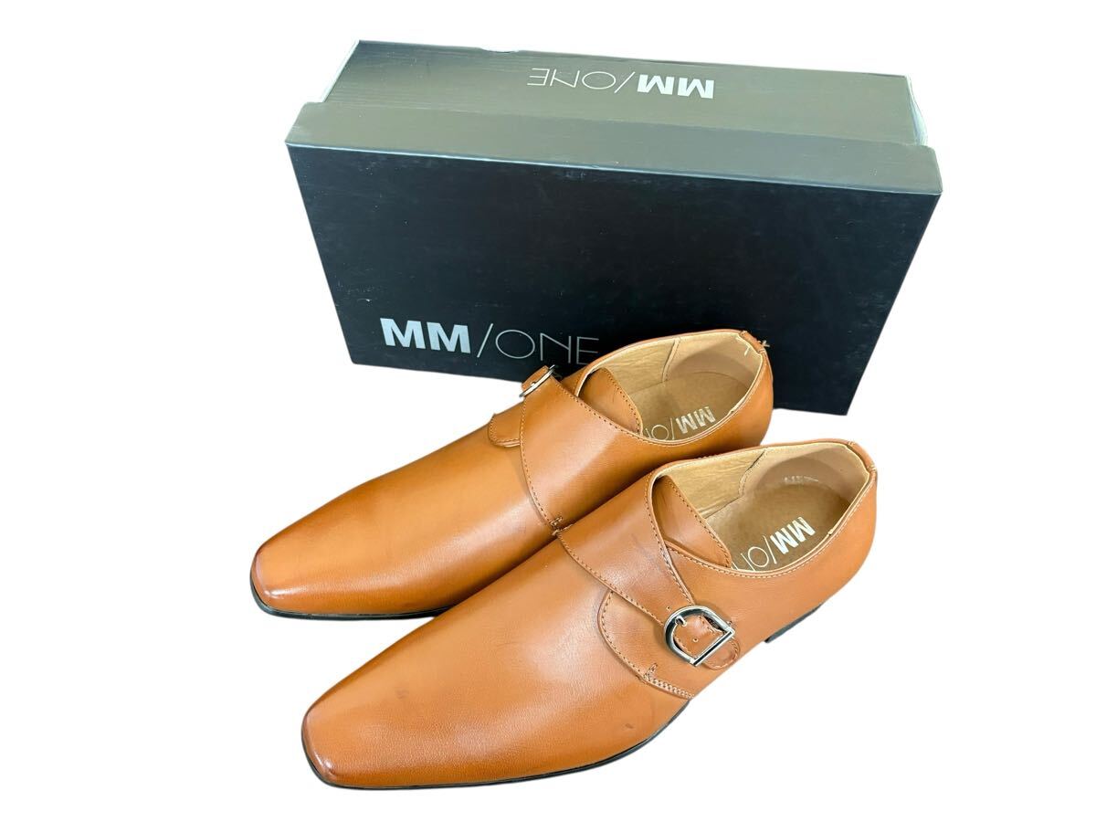 △a 0327 MM/ONE モンクストラップシューズ ライトブラウン ビジネスシューズ 未使用 エムエムワン 
