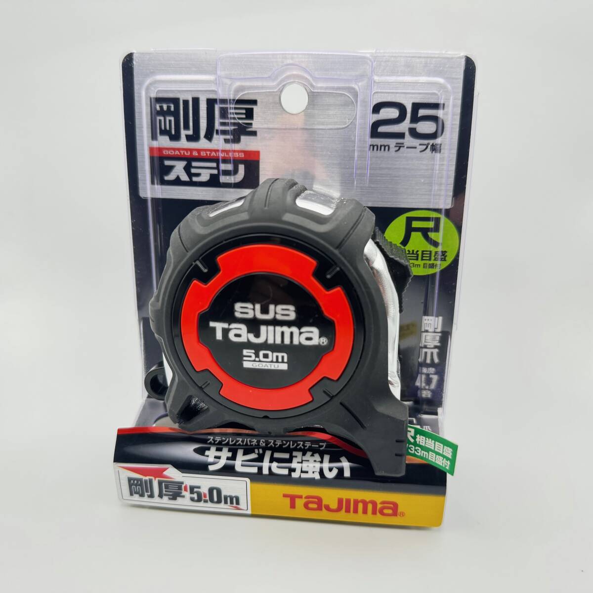 未使用品 TAJIMA タジマ コンベックス 剛厚ステンレステープ5m×25mm 剛厚Gステンロック25 尺相当目盛付 GAGSL25-50S スケール