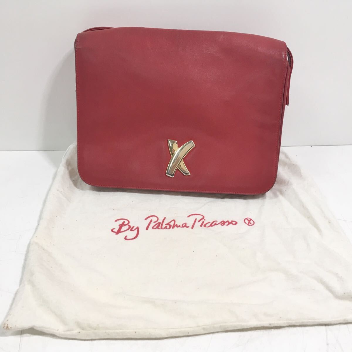 【未使用品】パロマ・ピカソ Paloma Picasso レッドレザーショルダーバッグ ショルダーバッグ 鞄 赤 パロマピカソ 斜め掛け レディース 