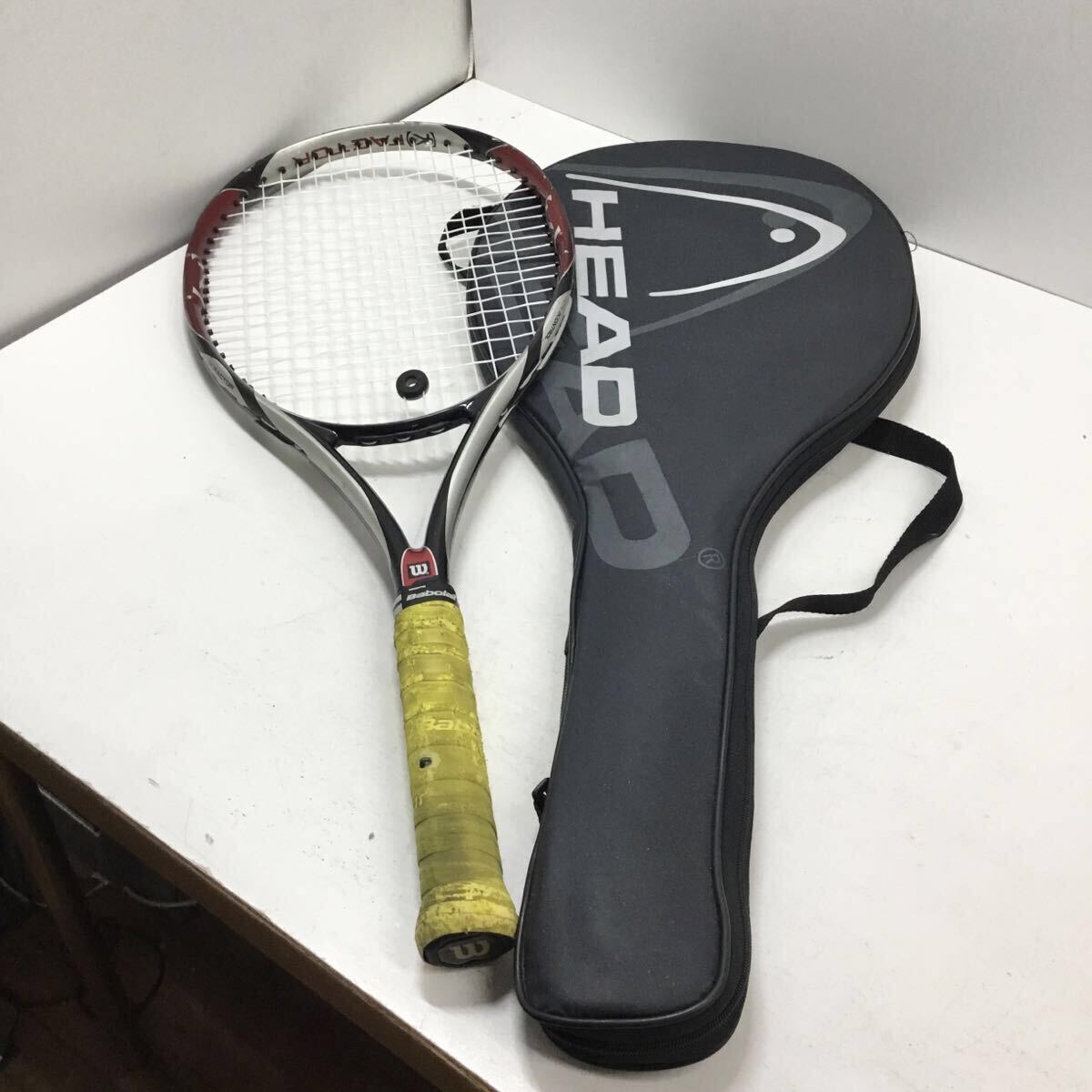 WILSON ウィルソン ［K］FACTOR 硬式用 テニスラケット テニス ブラック 黒 レッド 赤 シルバー スポーツ レジャー ケース付き 中古品