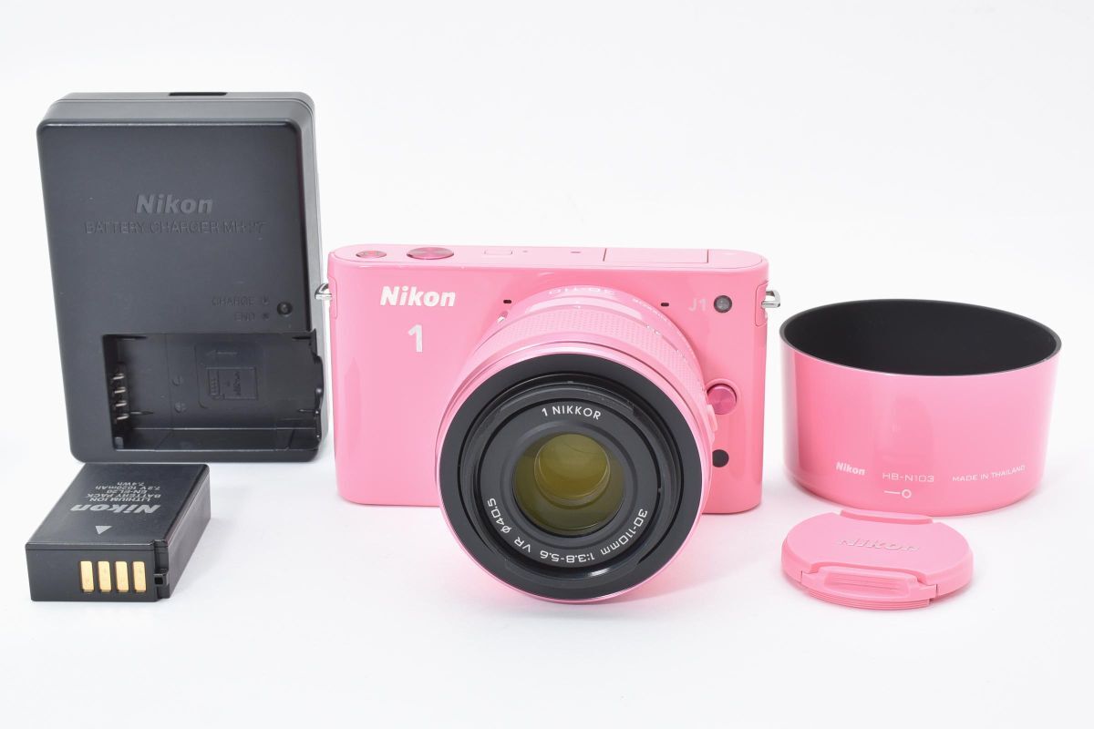 ★ショット数8843回★ ニコン Nikon 1 J1 + 30-110mm F3.8-5.6 VR ピンク 充電器付き RYM5347#64