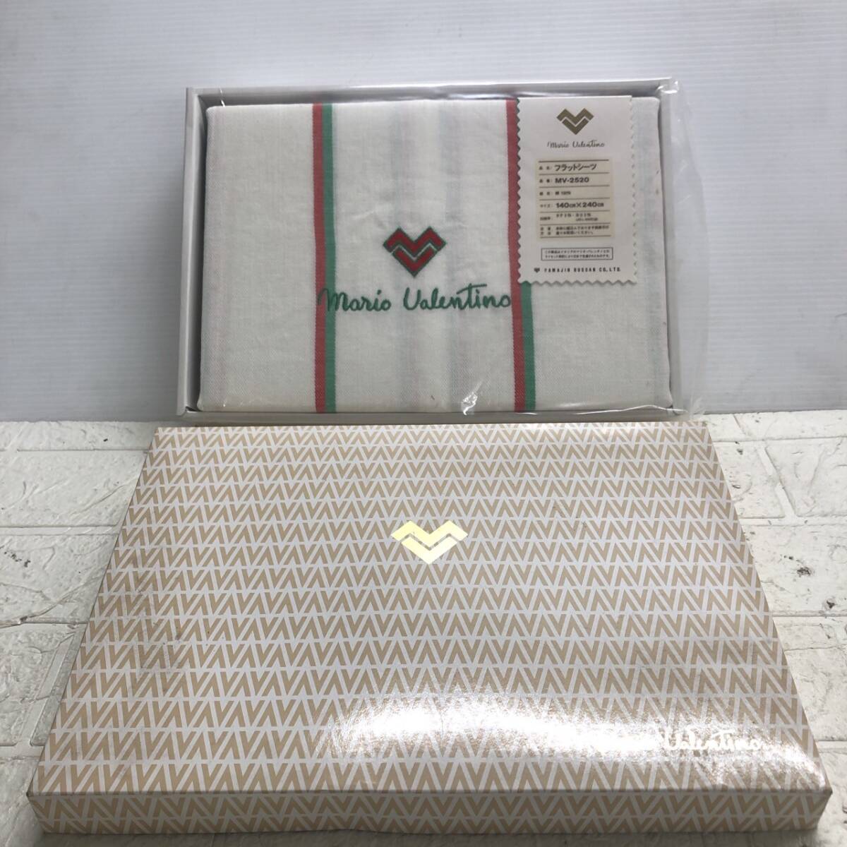 ★【在庫処分価格】mario valentino マリオバレンチノ フラットシーツ 140×240 綿100％ MV-2520 経年保管品 現状品☆T3-247J