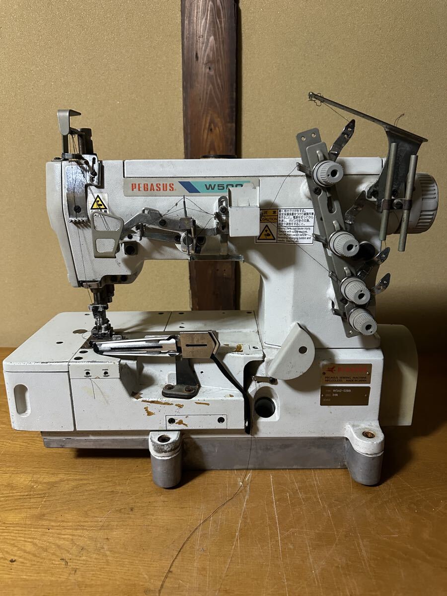 【中古】 ペガサス PEGASUS 日本製 W562-02BB-248メス付　２本針　4.0mm　レースゴムつけ用両面飾り平型ミシン頭部のみ