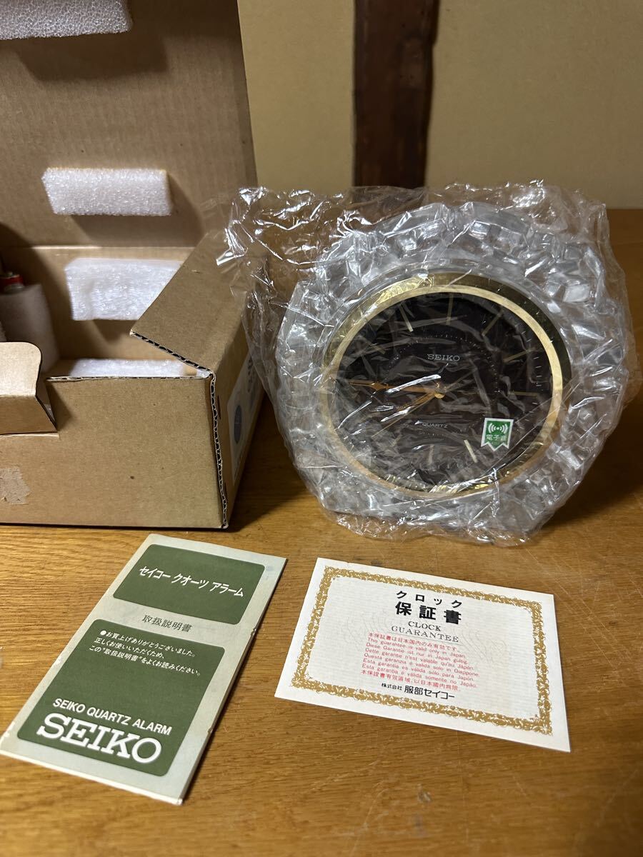 SEIKO QUARTZ 置時計 ゴールド ブラック レトロ ヴィンテージ QK514D 未使用