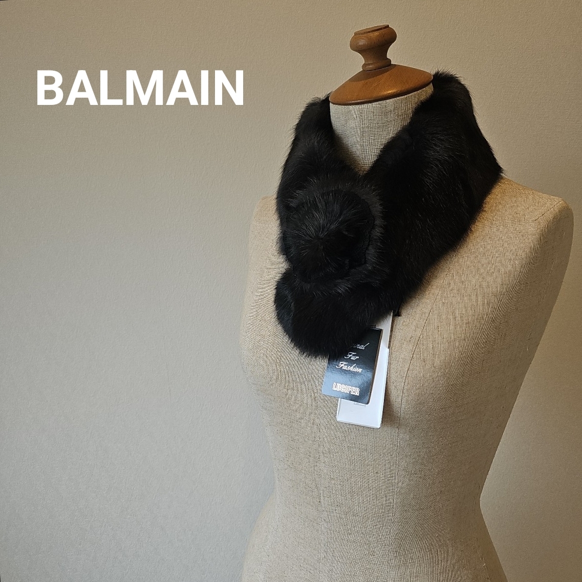 新品未使用 BALMAIN バルマン　ロシアンリス　ファー　ティペット リアルファー ブラウン　コサージュ 襟巻き マフラー■M2mar2