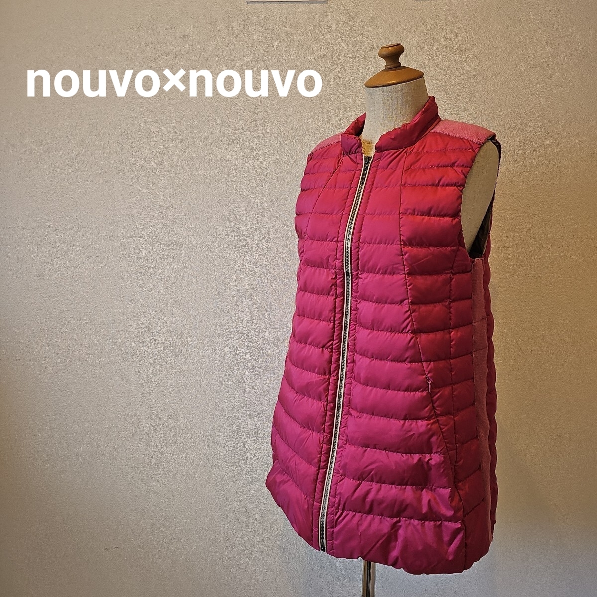 nuovo×nuovo　ノーボノーボ　 ロングダウンベスト　軽量　ピンク　ポケット　ジップアップ　サイズ38■J3mar7