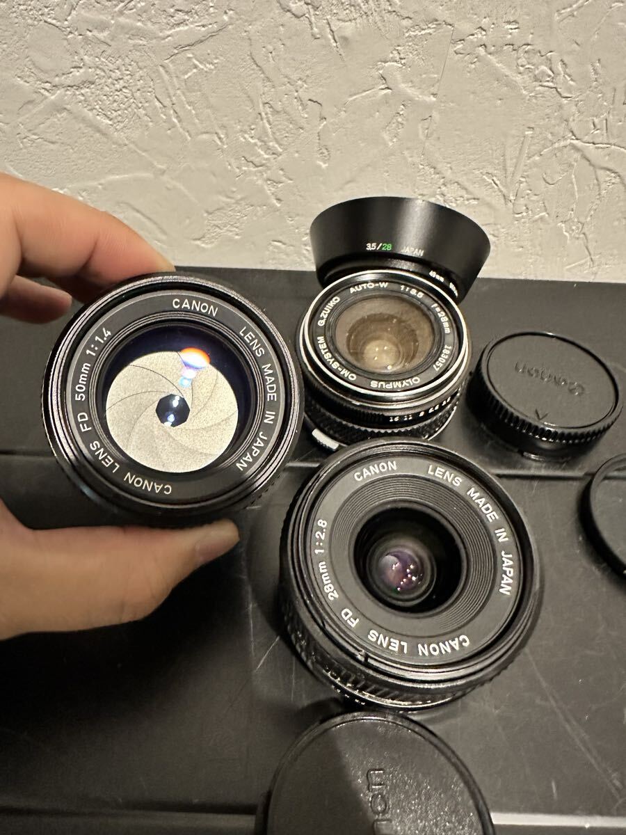 CANON new fd 28mm 2.8 50mm f1.4 olympus 28mm f3.5 レンズ マニュアルレンズ キャノン　オリンパス