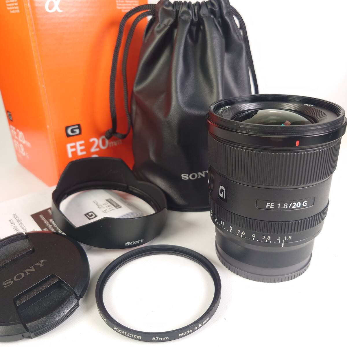 動作品 SONY SEL20F18G FE 20mm F1.8 G 広角レンズ 単焦点 Eマウント ソニー ポーチ付
