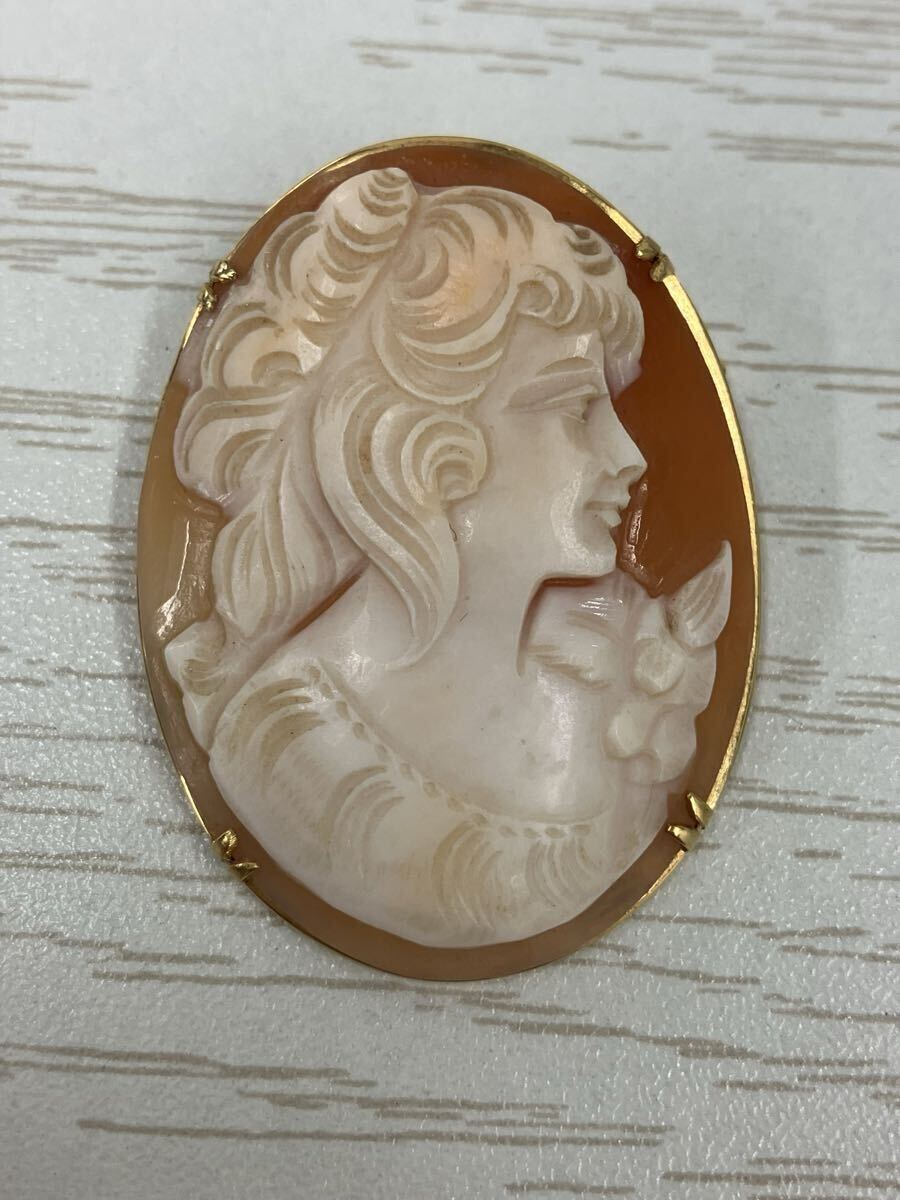 【N1337-q】 K18 刻印あり　カメオ ブローチ ペンダントトップ アクセサリー　総重量7.52g ヴィンテージ コレクション