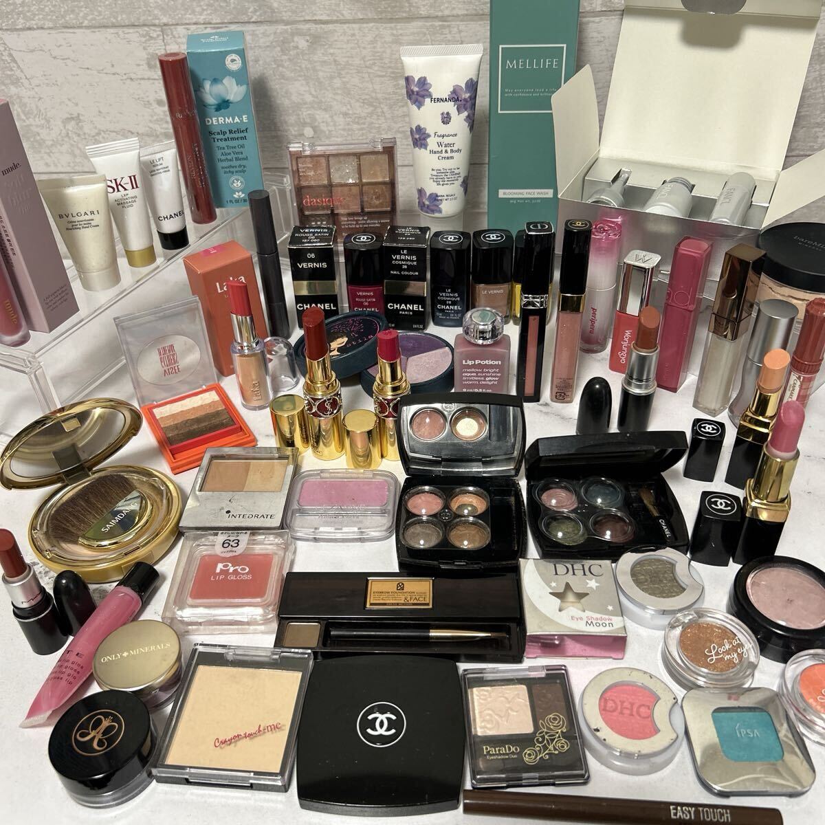 1円 シャネル CHANEL DIOR YSL MAC 化粧品セット コスメセット デパコス 中古コスメ 残量多 アイシャドウ ファンデーション 口紅 1スタ 3b
