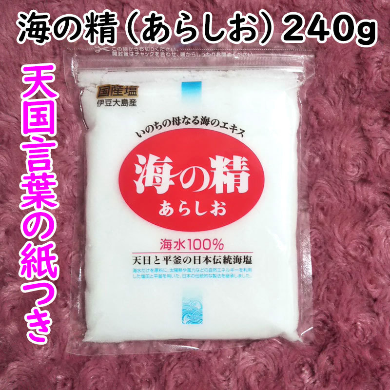 【送料無料】斎藤一人さんオススメの自然塩 海の精 240g あらしお 天国言葉の紙つき（can0990）結界塩 天然塩 あら塩