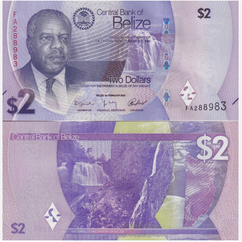 べリーズ 2025年 2Dollars 未使用 p-73