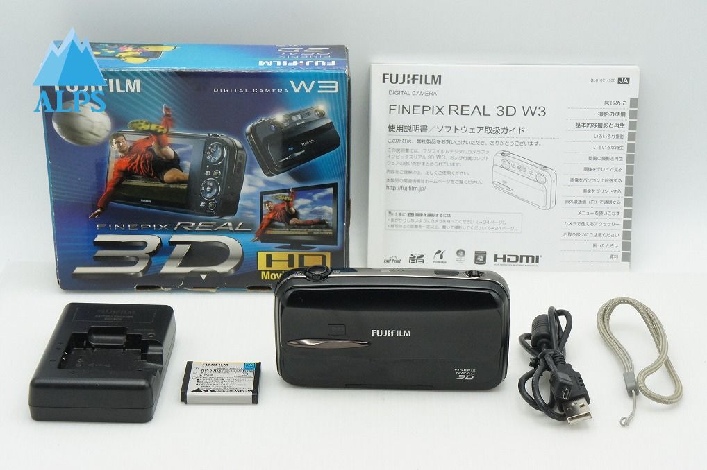 美品 FUJIFILM フジフィルム FinePix REAL 3D W3 コンパクトデジタルカメラ ブラック 元箱付 260227f【アルプスカメラ】