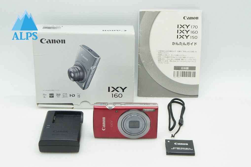 美品 Canon キヤノン IXY 160 コンパクトデジタルカメラ レッド 元箱付 260306a【アルプスカメラ】