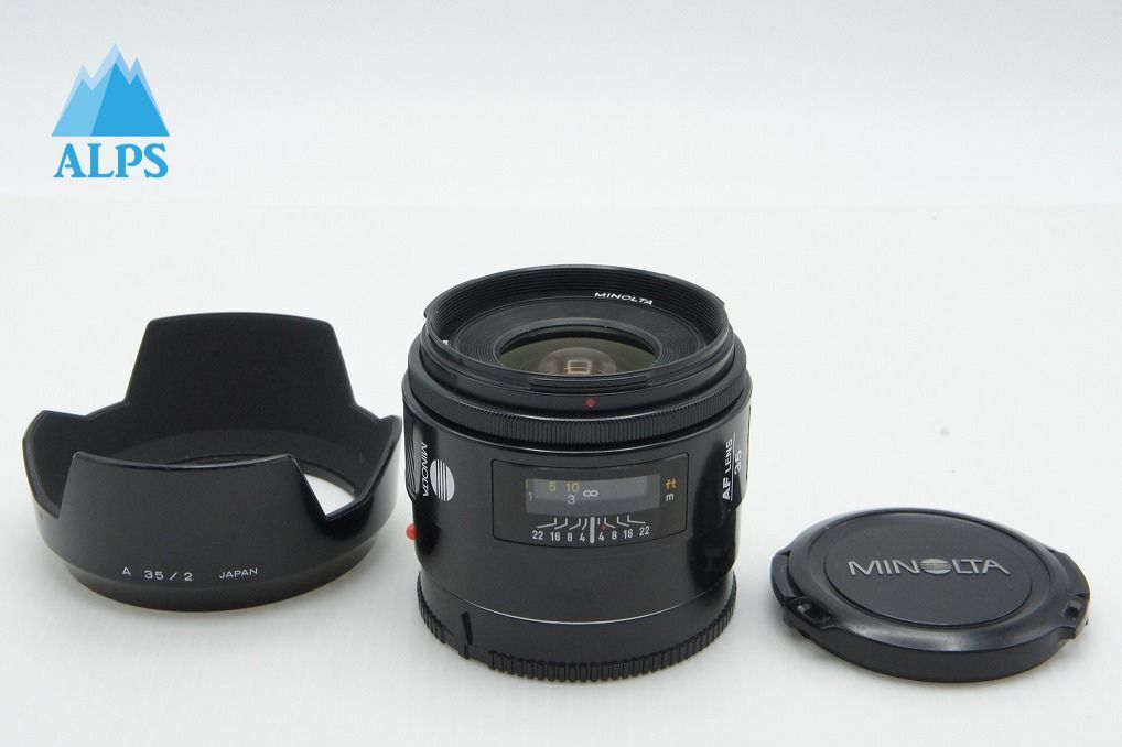 MINOLTA ミノルタ AF 35mm F2 単焦点レンズ フード付 260316aj【アルプスカメラ】