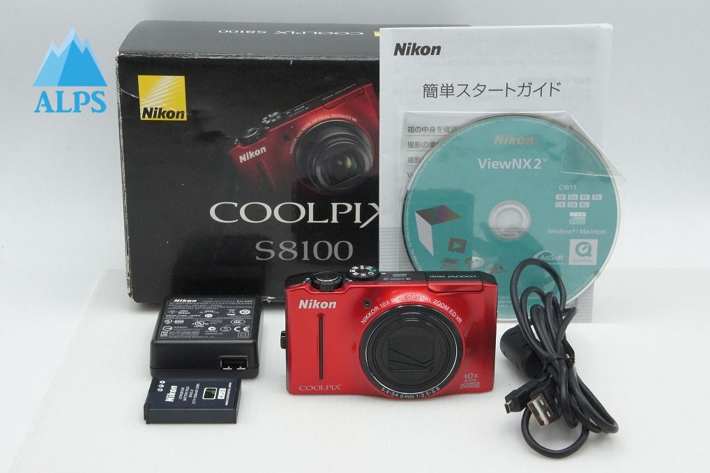 Nikon ニコン COOLPIX S8100 コンパクトデジタルカメラ レッド 元箱付 260313q【アルプスカメラ】