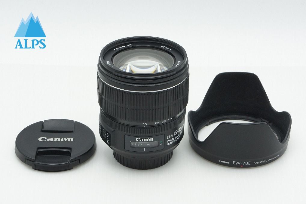 良品 Canon キヤノン EF-S 15-85mm F3.5-5.6 IS USM ズームレンズ フード付 260316t【アルプスカメラ】