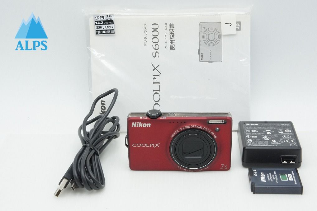 良品 Nikon ニコン COOLPIX S6000 コンパクトデジタルカメラ フラッシュレッド 260319t【アルプスカメラ】