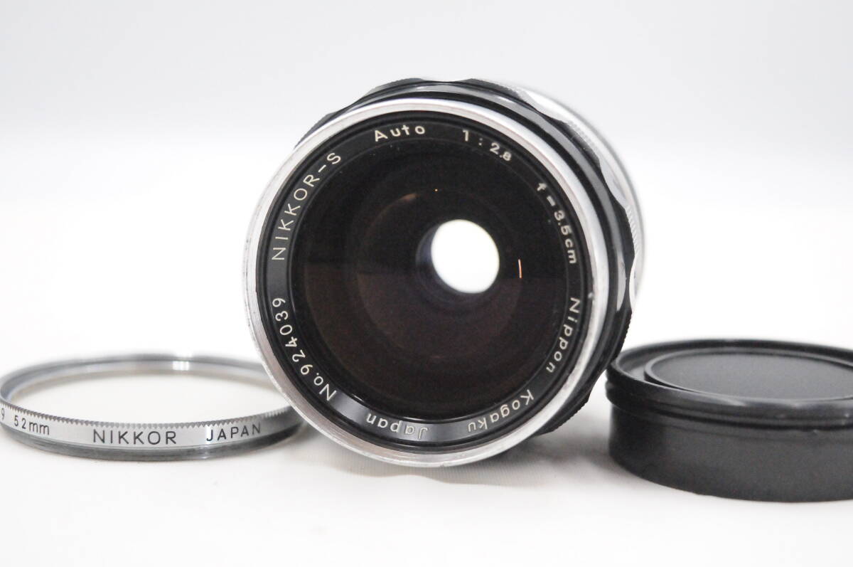 ★希少美品★NIKON 日本光学 Nippon Kogaku NIKKOR-S Auto 3.5cm F2.8 PAT.PEND.表記★動作OK★G218★