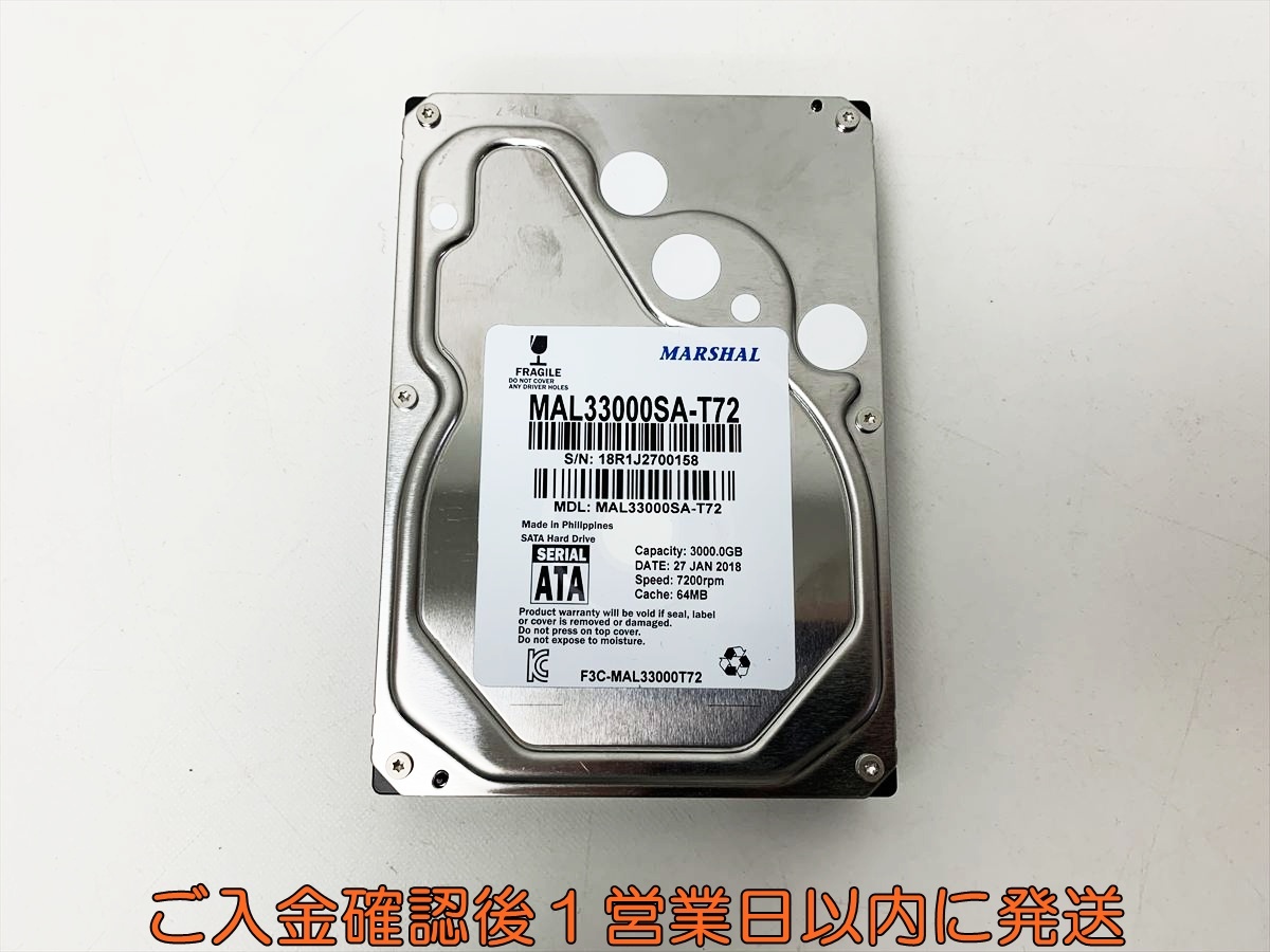 MARSHAL 3TB 内蔵HDD 3.5インチ 初期化/動作確認済 ハードディスク E02-661rm/F3