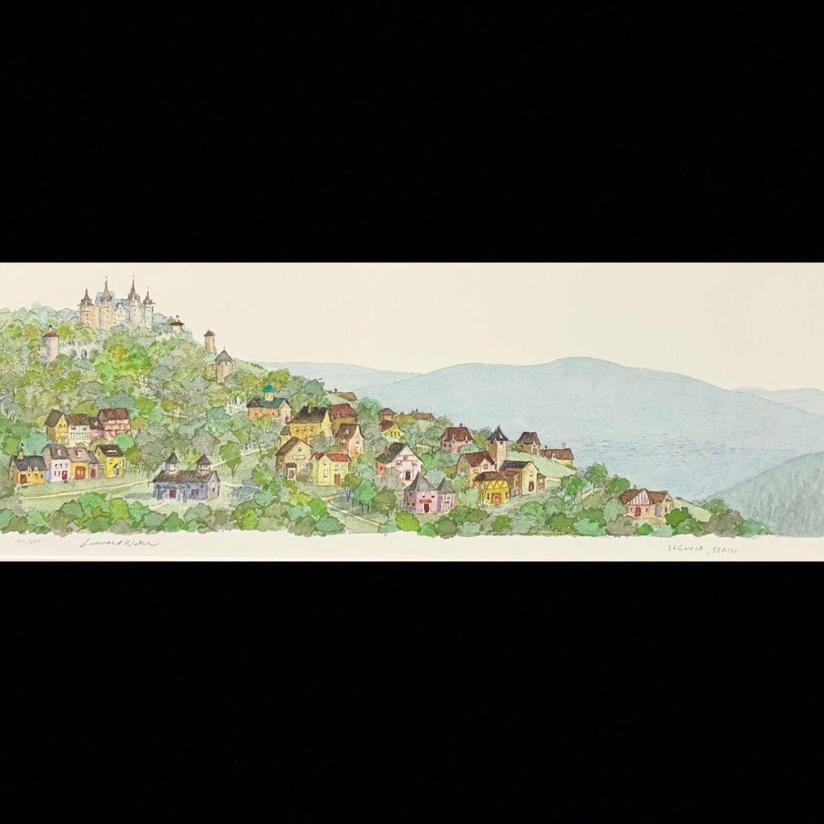 真作保証 レオナルド・ウェーバー「セゴビア スペイン」142/250 ジクレー版画 直筆サイン 額装[麌]