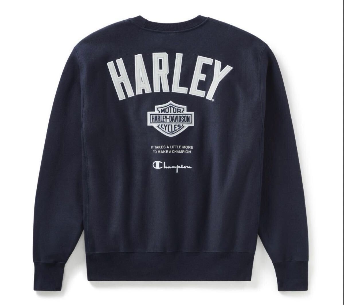 2XL harley davidson Champion チャンピオン　ハーレー　スウェット　トレーナー　ネイビー