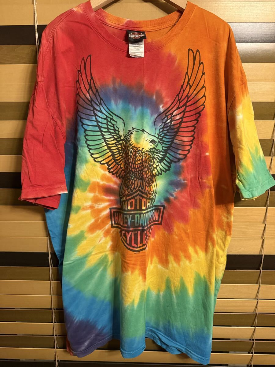 2XL ビンテージ　ハーレー Tシャツ タイダイ　イーグル　オーバサイズ　レアサイズ　