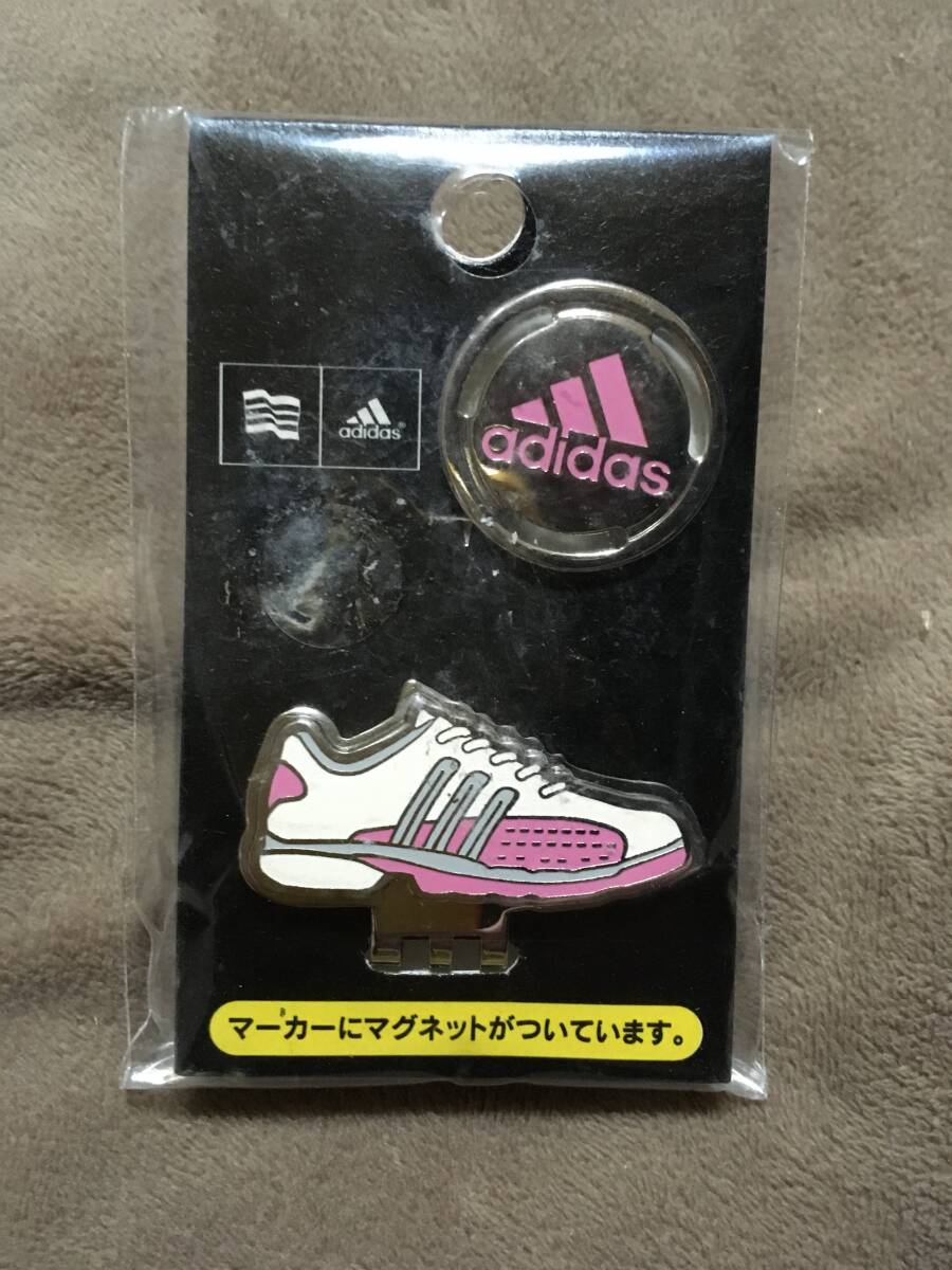 【 送料無料！・希少な未使用品ですが訳あり品 】★adidas アディダスゴルフ◇クリップ マグネットマーカー◇スニーカー/ピンク★