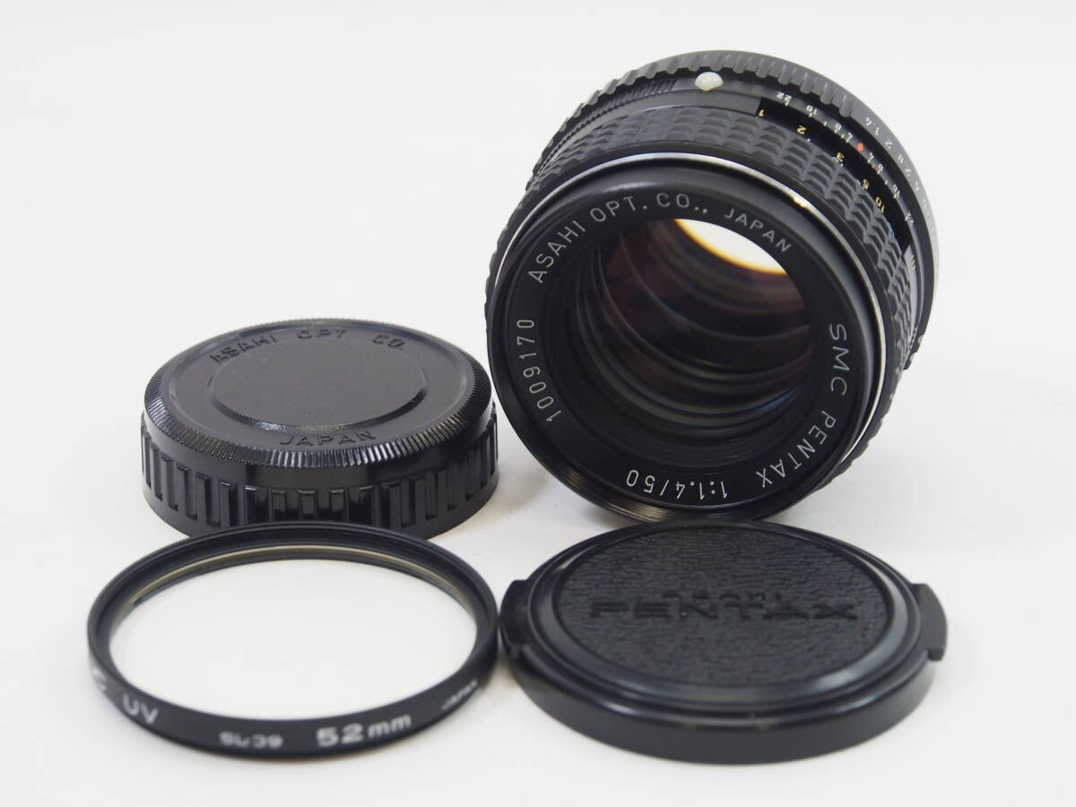 【外観美品】◎PENTAX ペンタックス SMC PENTAX 50mm F1.4（フィルター・前後レンズキャップ付）