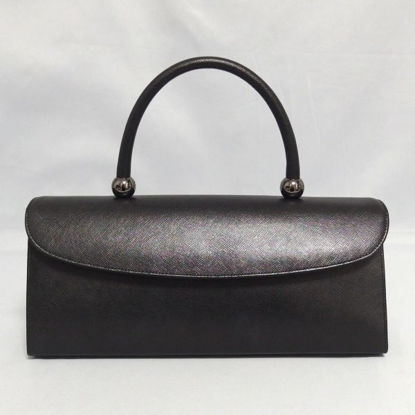 極美品★濱野皮革工藝 ロイヤル フォーマル ハンドバッグ 黒 レザー HAMANO ハマノ★