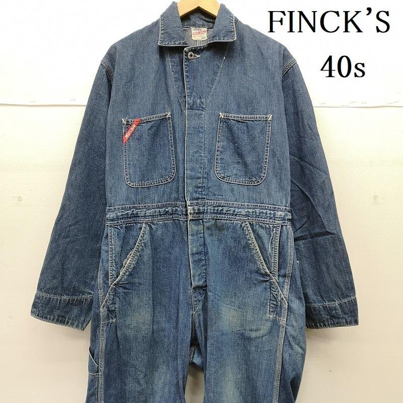 ヴィンテージ 40s 50s FINCK'S フィンクス デニム ジャンプスーツ つなぎ オールインワン 38