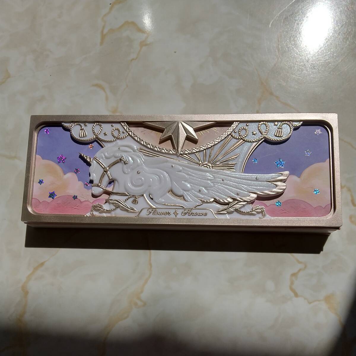 ■Flower Knows■ユニコーンシリーズアイシャドウパレット スイートマカロン■5色入りパステルカラーピンクブルーイエローオレンジラメ■