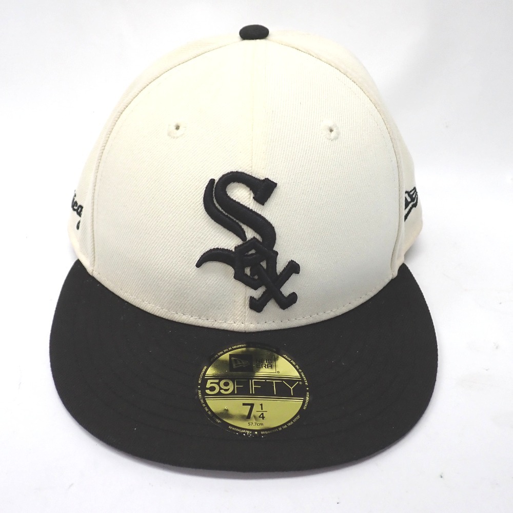 Ft639733 ニューエラ キャップ ホワイトソックス 59FIFTY 2トーン ホワイト/ブラック #7 1/4 57.7cm メンズ NEW ERA 中古