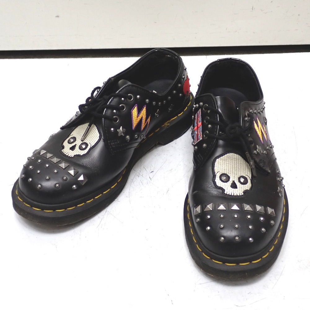 Ft1331141 ドクターマーチン 靴 3ホール シューズ 革靴 ROCKABILLY 3EYE スカル 1461 ブラック #US7 M/US8 L/UK8 メンズ Dr.Martens 中古