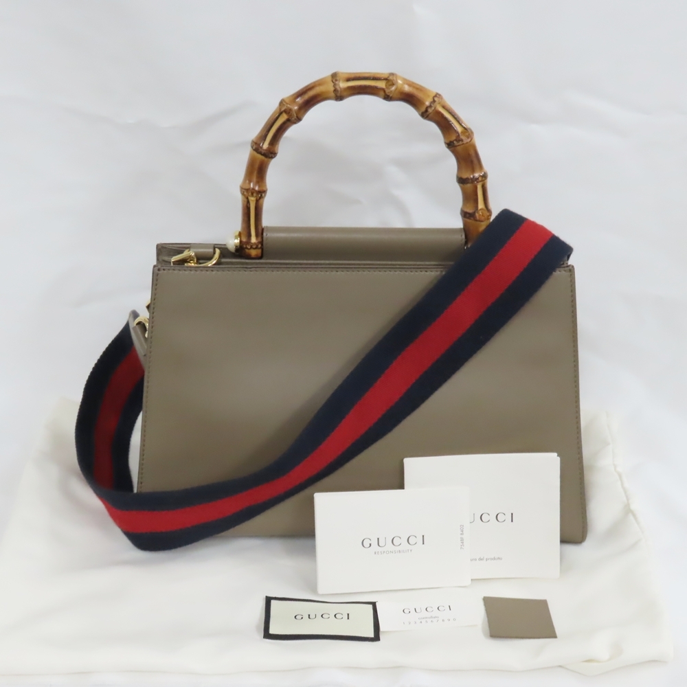 Ts806232 グッチ レザー　ショルダー/ハンドバッグ 2WAY ニムフェア バンブー 459076 ベージュ系 レディース GUCCI 中古