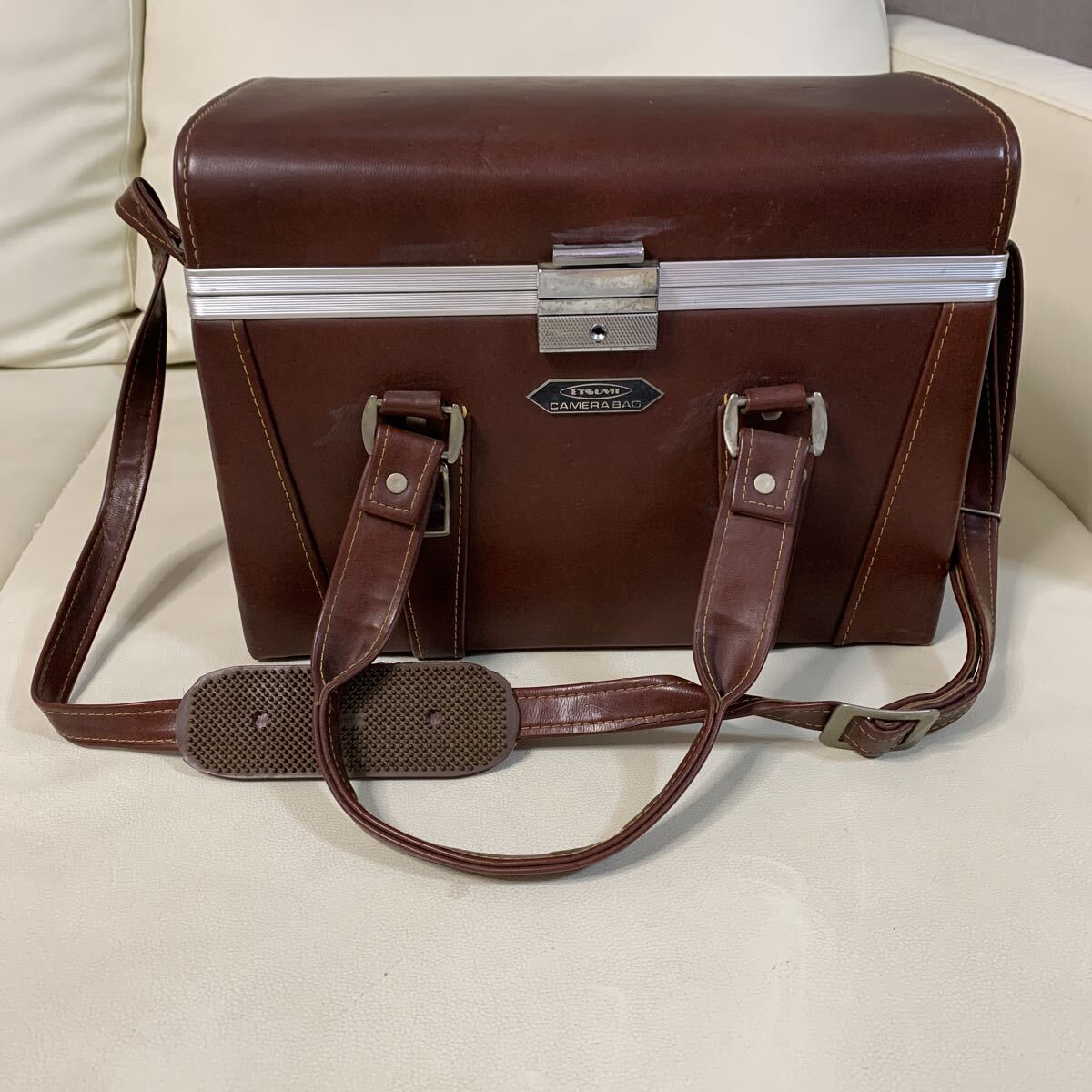 ☆IS-0305ヒ120 ETSUMI エツミ カメラバッグ ハードケース レザー 昭和レトロ カメラケース☆