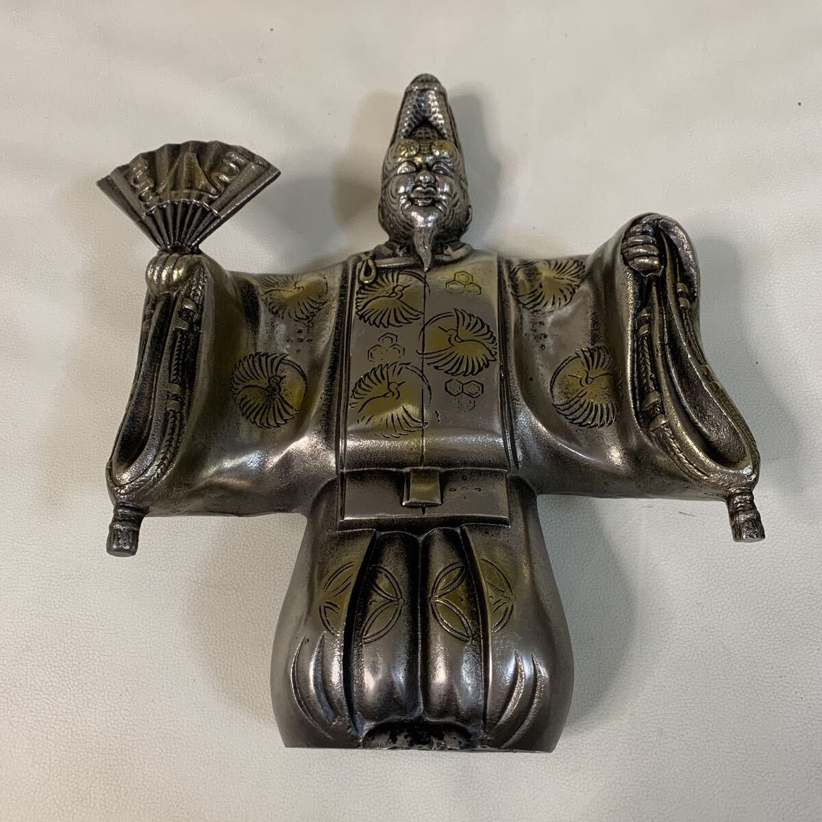 ☆IS-0310り100 翁 舞翁 金属工芸 置物 縁起物 インテリア オブジェ 金属製 アンティーク 約3.9kg☆