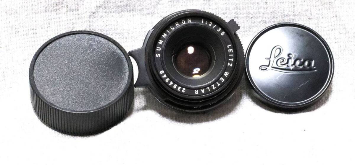【LEICA】SUMMICRON.F2/35(BLACK)角付き．Made In Germany.ライカ．メタル.キャップ(黒）＆リア．キャップ付き!