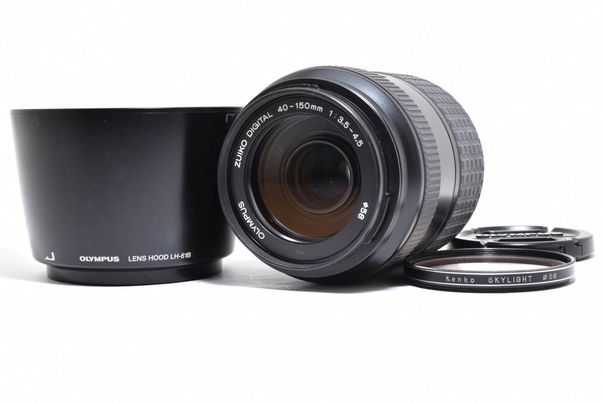 ★☆美品★ OLYMPUS オリンパス ZUIKO DIGITAL 40-150mm F3.5-4.5 フォーサーズマウント 一眼レフカメラ フード付 ＃260306
