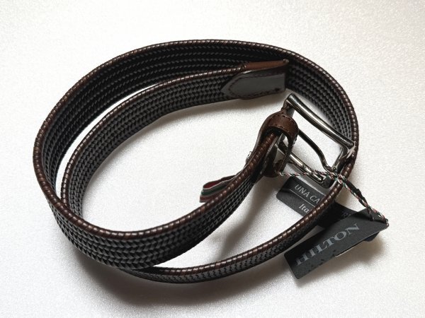 B751●レザーベルト　HILTON　イタリア製　未使用