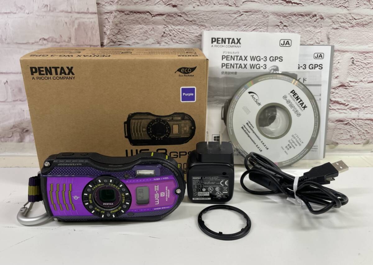 Pentax ペンタックス WG-3 コンパクトデジタルカメラ コンデジ 防水カメラ パープル 260309SK230179