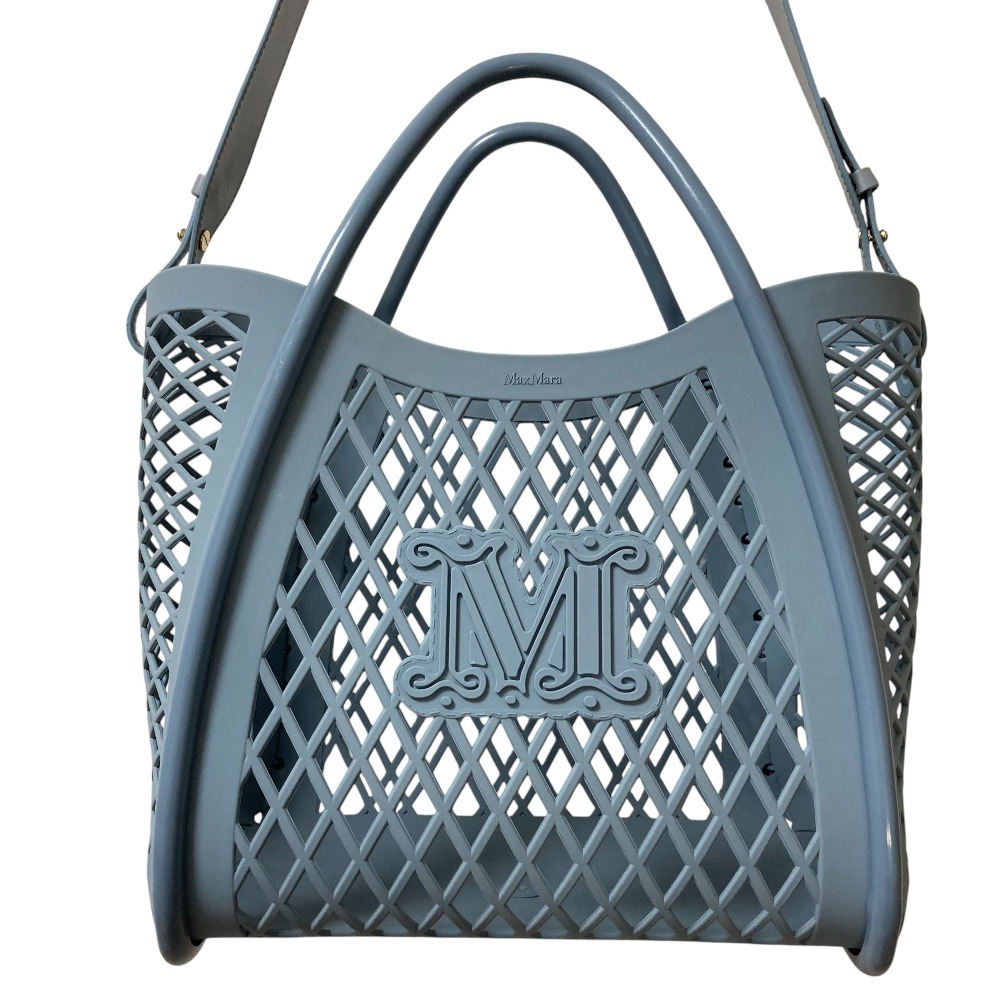 美品 Max Mara マックスマーラ Mariny ラバー メッシュ 2wayハンドバッグ ショルダーバッグ ブルー