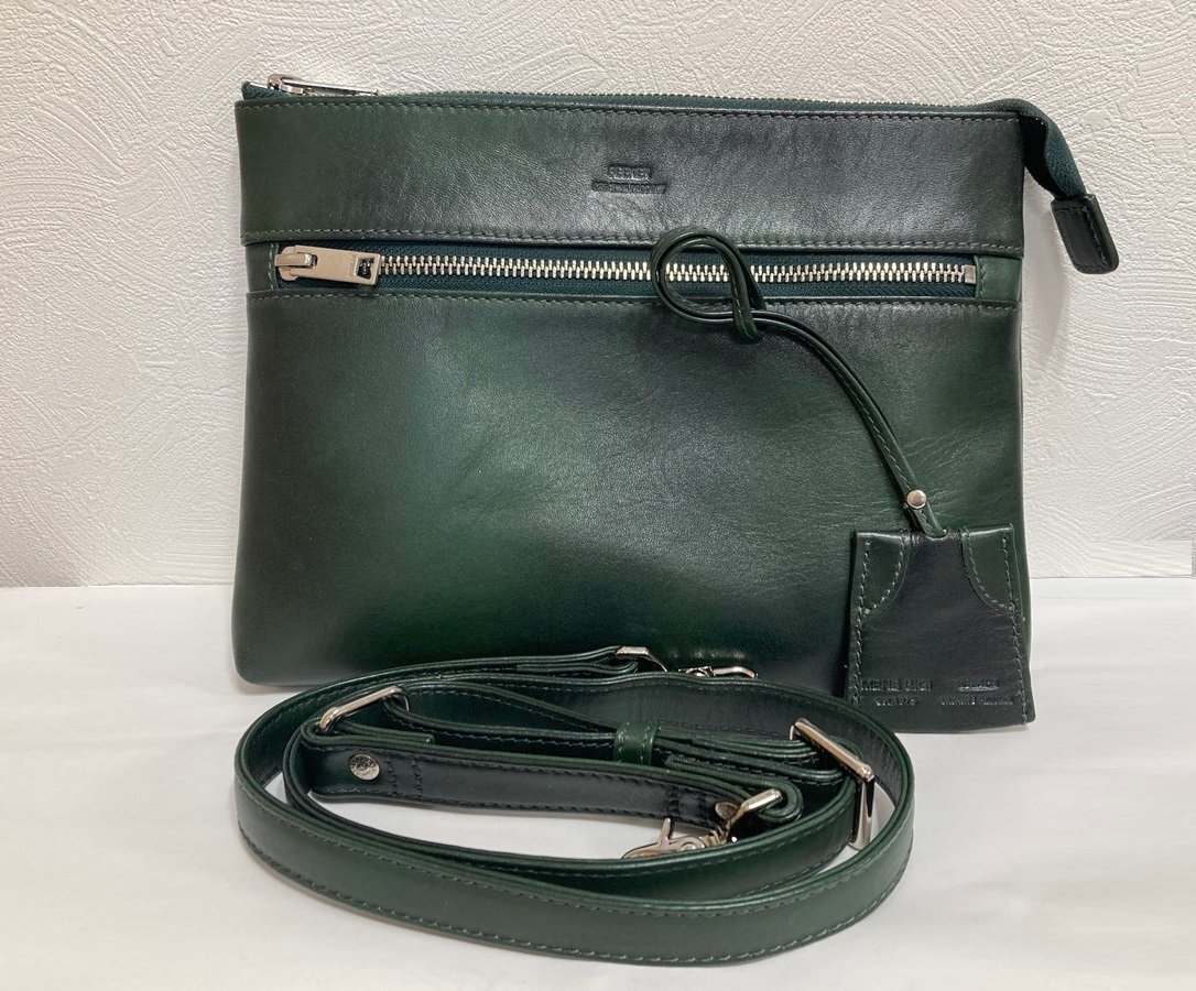 SEEKER シーカー レザー ショルダー バッグ 　グリーン　セカンドバッグ　クラッチバッグ