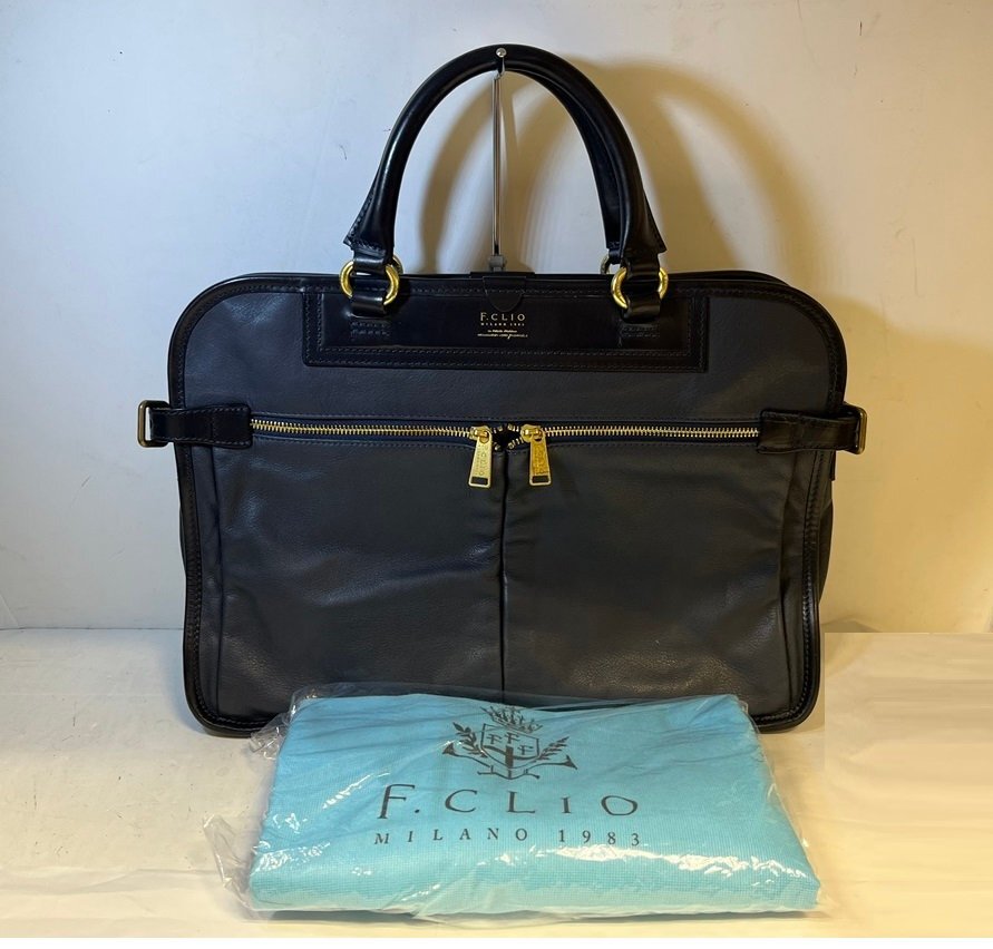 F.CLIO 　エフクリオ　ビジネス　レザーバッグ　ネイビー　ブルー系　　